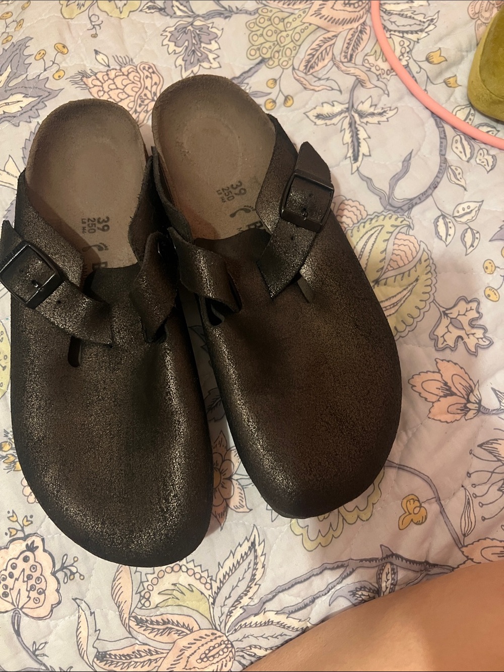 Birkenstock Metallic Black Slip-On Clog with Buckle